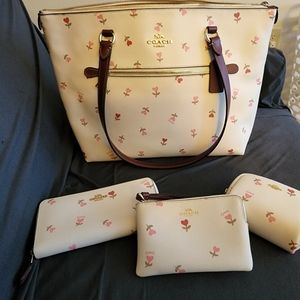 Coach Heart Floral Print Gallery Tote, Accordion Zip, Wristlet & Cosmetic Case